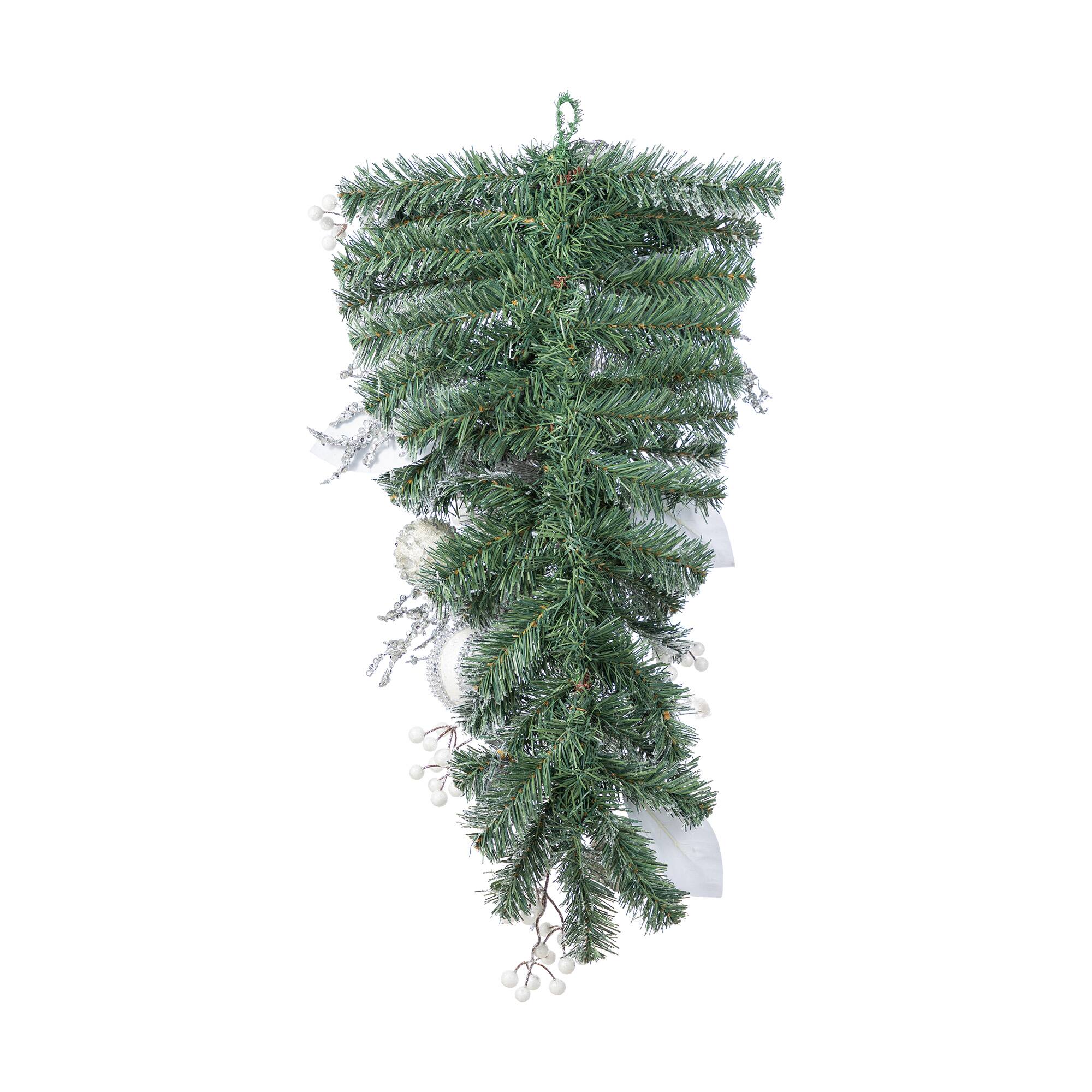 Glitzhome® 30"H Christmas Silver & White Ornament and Berry Teardrop